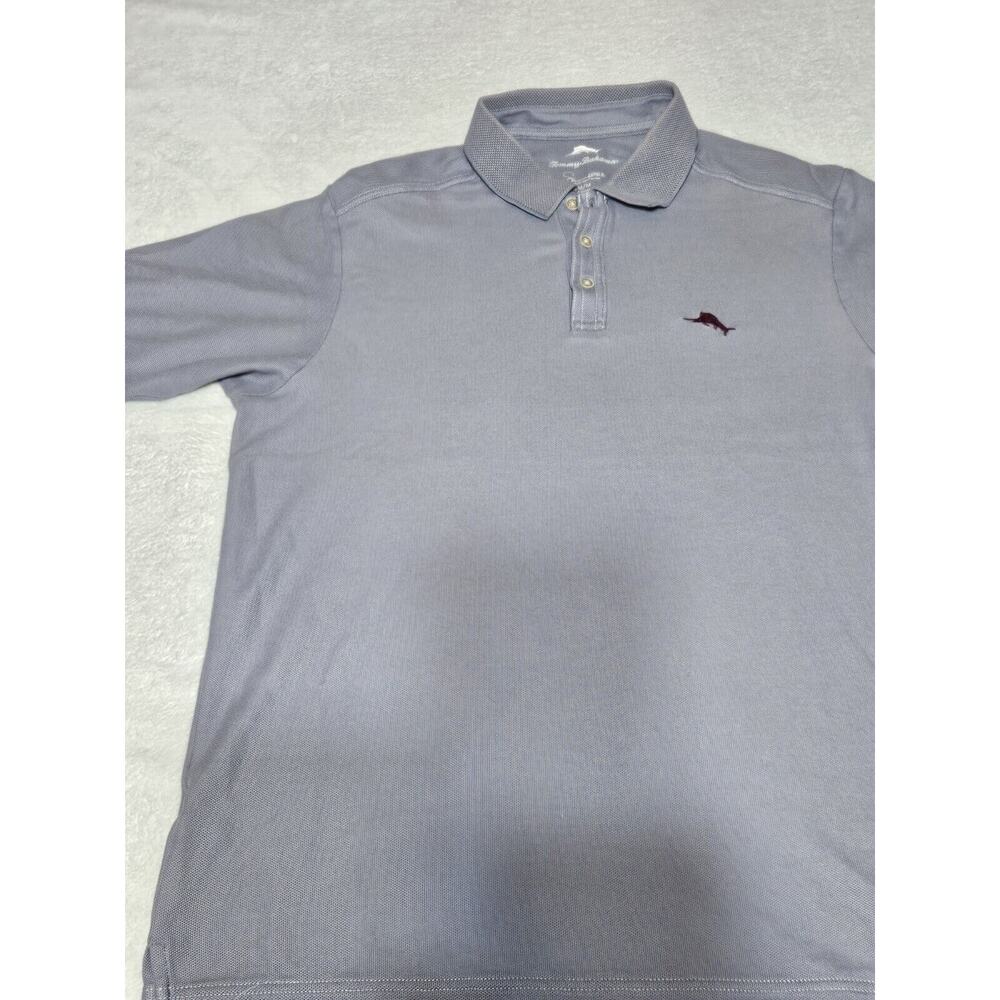 Tommy Bahama Shirt Mens Size M Gray Island Zone Polo Short Sleeve Red Swordfish